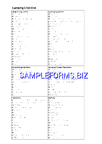 Camping Checklist doc pdf free